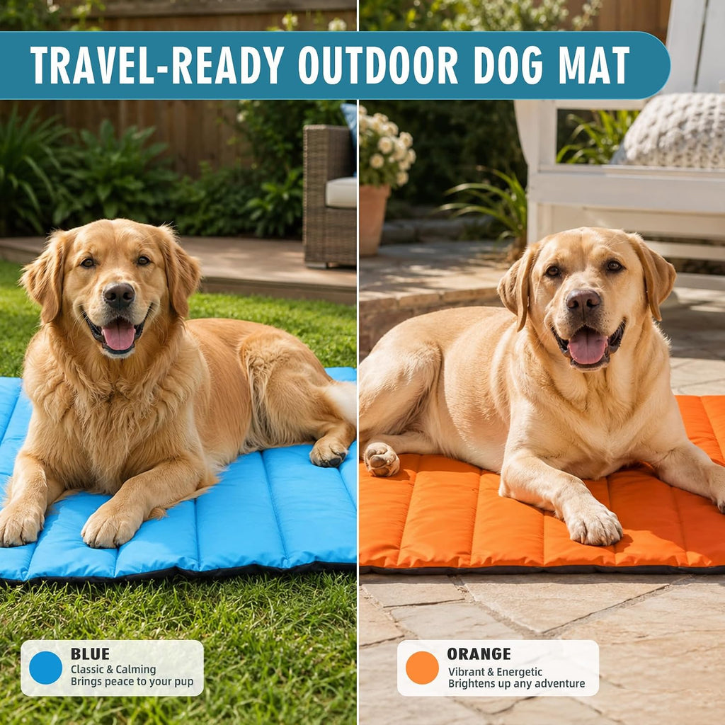 Waterproof Outdoor Dog Bed, Foldable Travel Camping Dog Mat with Carry Bag