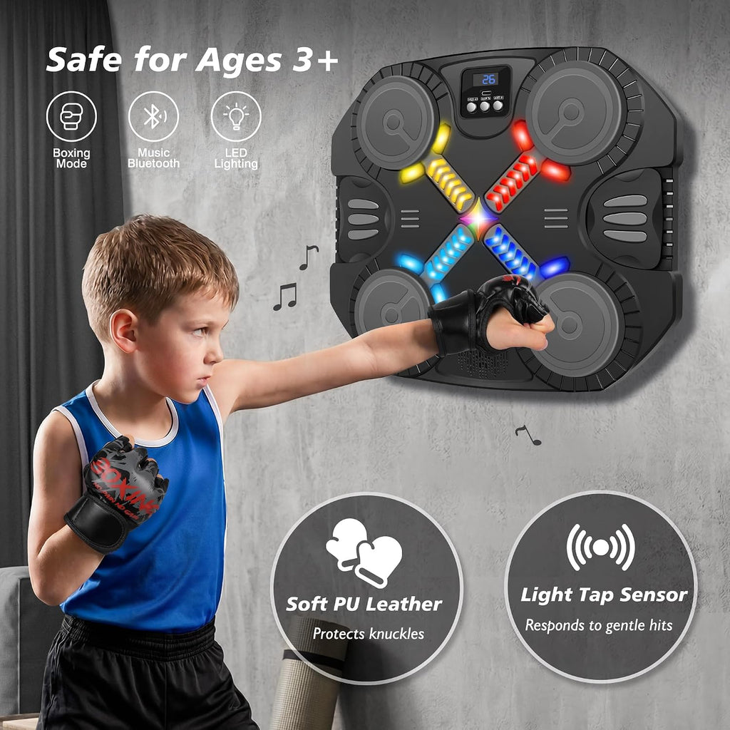 Music Boxing Machine with Gloves, Interactive Boxing Target for Active Kids