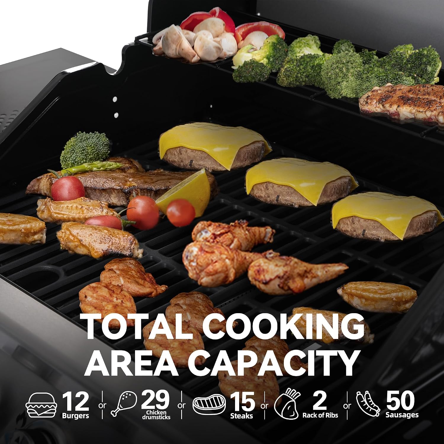Royal Gourmet 4-Burner Propane Gas Grill with Warming Rack, Black & Silver