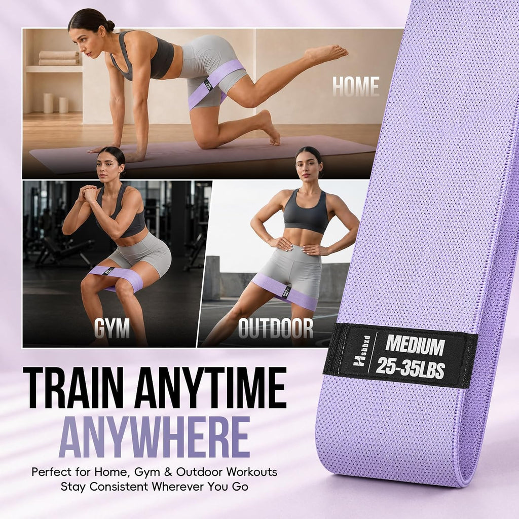 Fabric Resistance Band Set with Exercise Guide, 3 Levels for Hip and Glute
