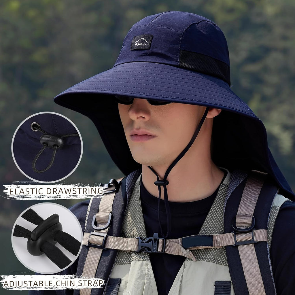 Rosoz Outdoor Sun Hat for Men Women, UPF 50+Fishing Hat with Neck Flap