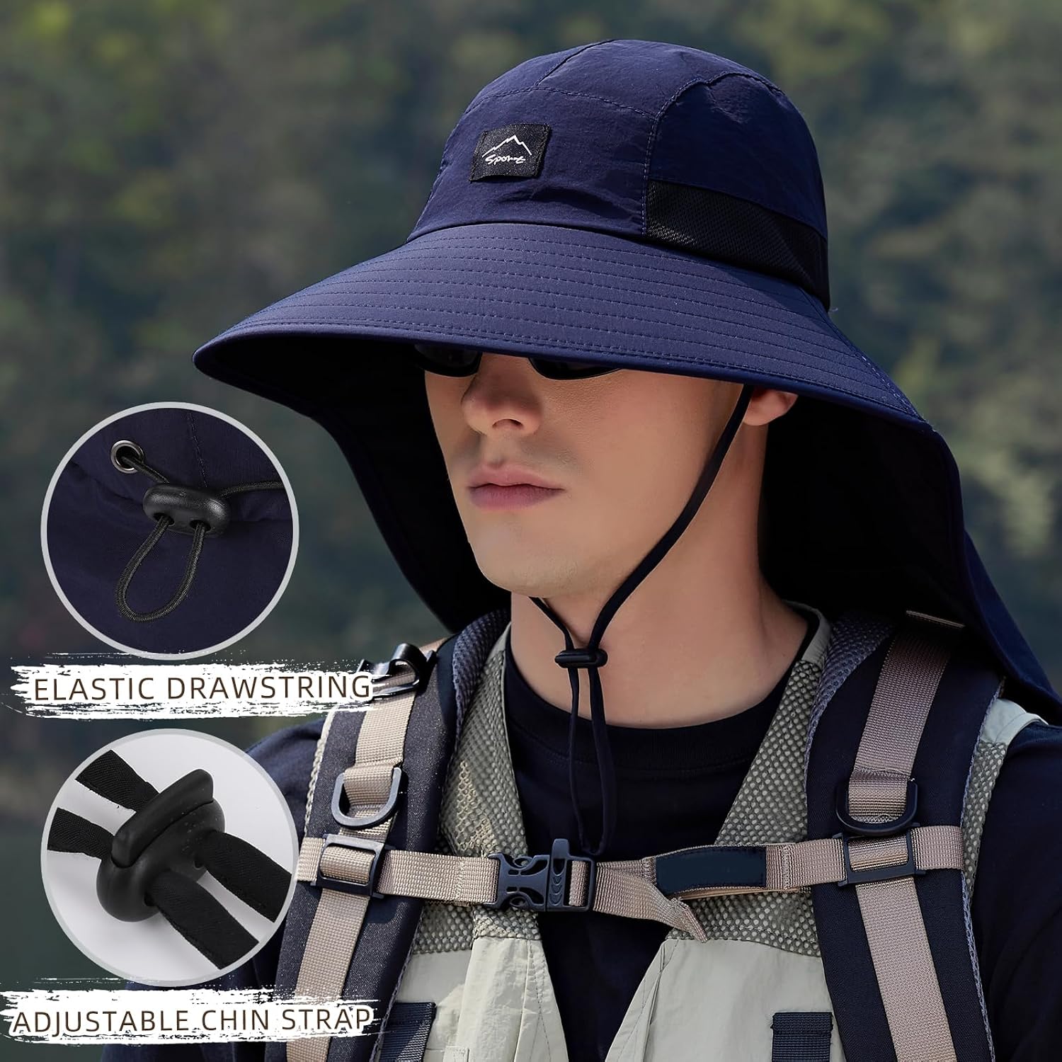 Rosoz Outdoor Sun Hat for Men Women, UPF 50+Fishing Hat with Neck Flap