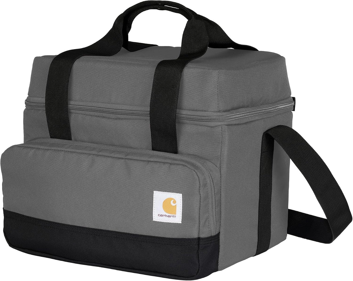 Carhartt Insulated Two Compartment Cooler, Durable Water Repellent Material W/Front Zippered Pocket for Camping, Beach & Travel
