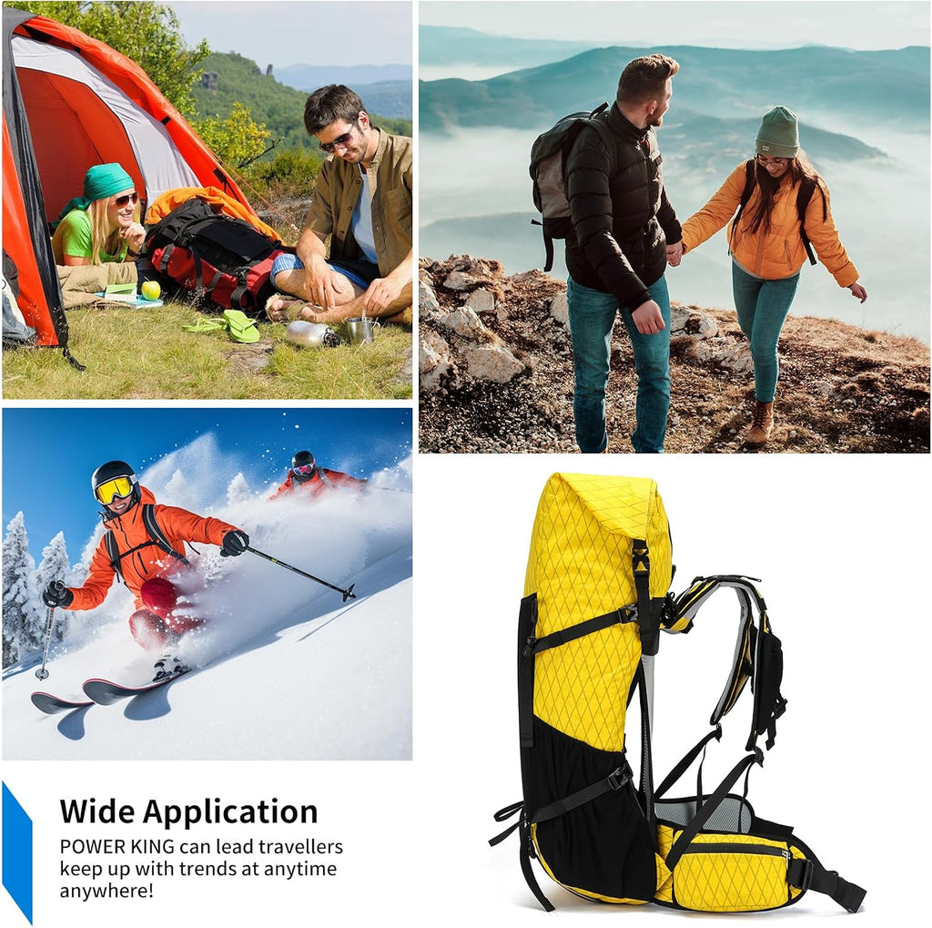 Hiking Backpack,40L to 50L Extra Large Capacity Hiking Bag,Internal Frame Camping Backpack,Upgraded X-PAC Lightweight Sport Daypack Travel Backpack Fit For Mountain Climbing Camping(Yellow)