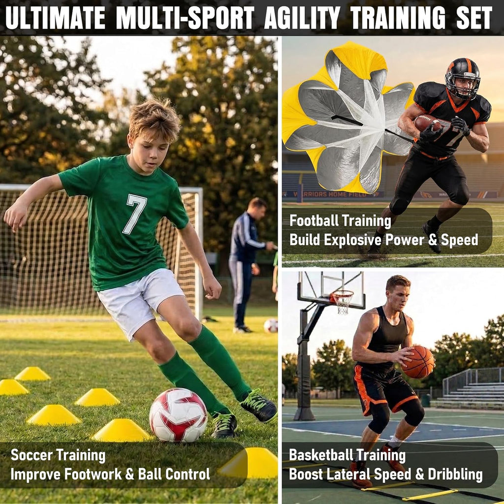 Agility Ladder, Agility Speed Training Equipment Set, 20ft Speed Ladder