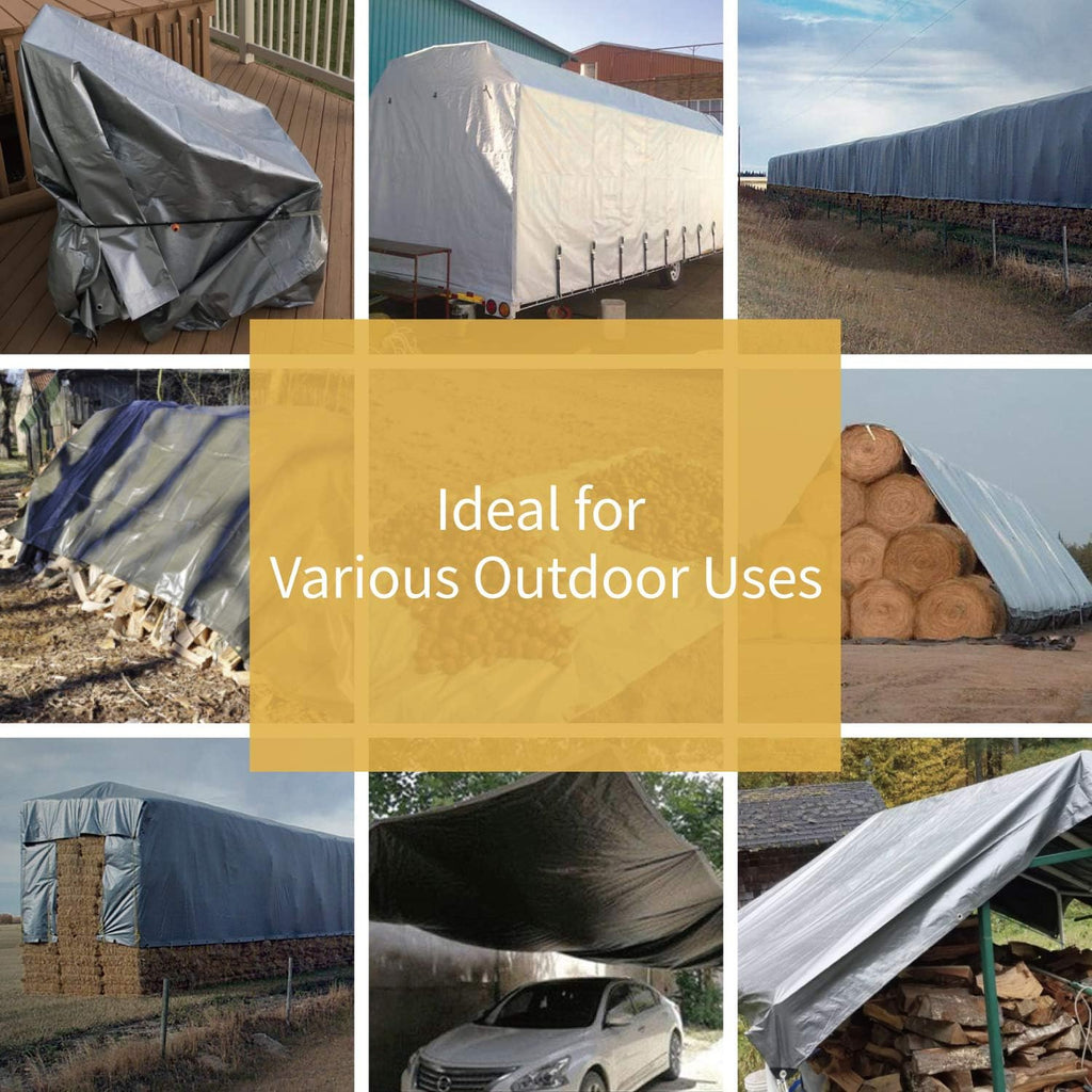 GUARD SHIELD Heavy Duty Tarp 12x12 Feet Silver Multi Purpose Thick Waterproof Poly Tarp Cover 10mil