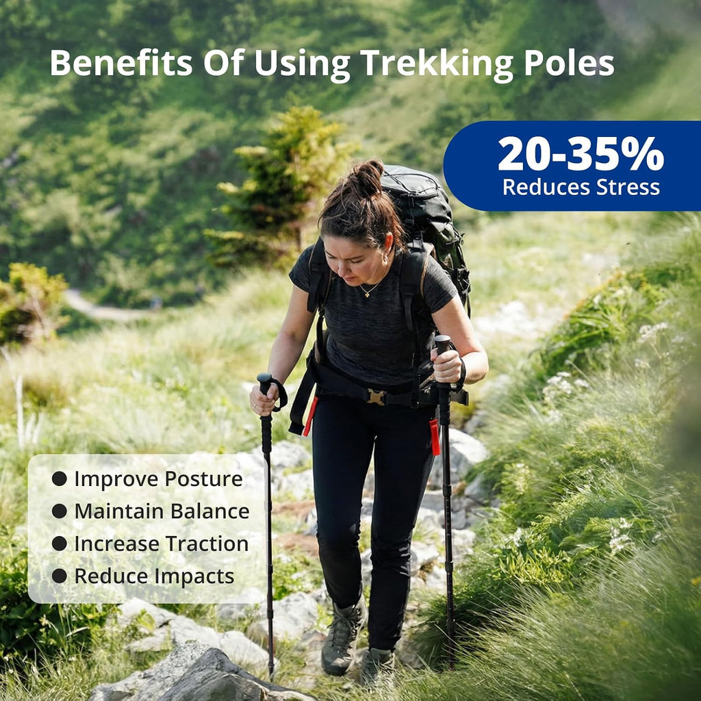 CAMEL CROWN Trekking Poles 2 Pack, Lightweight Hiking Poles for Men Women, 20-43in Adjustable Walking Sticks with Tungsten Carbide Tip & Shock-Absorbing PVC Grip, Backpacking Camping