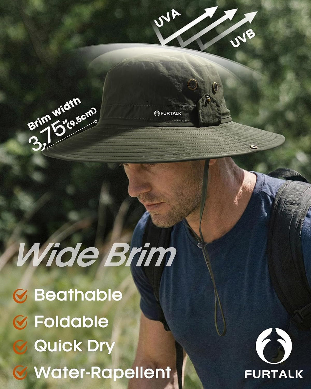 FURTALK Sun Hats for Men Fishing Hat UPF Protection Wide Brim Bucket Hat