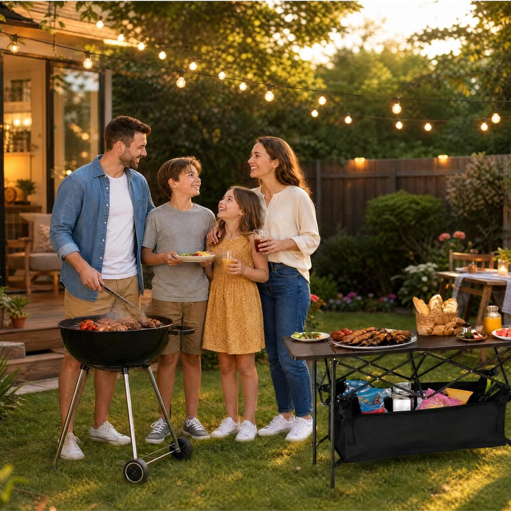 Moosinily Camping Table 4Ft Lightweight Metal Folding Picnic Camp Table Portable Roll-Up Design for Outdoor, Camp, Beach, BBQ, Patio, and Picnic with Carrying Bag 47.2''x21.6''x 19.69''