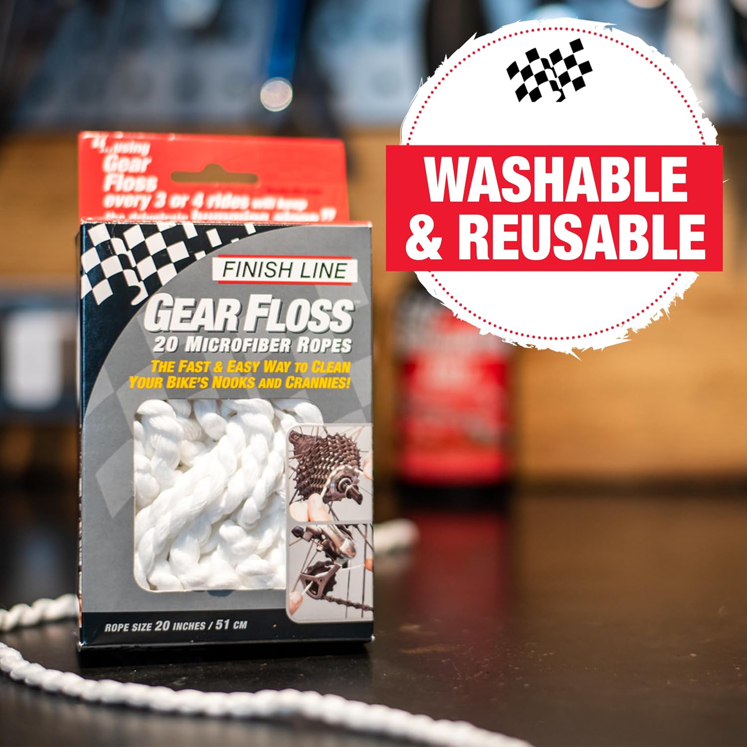Finish Line Gear Floss Microfiber Cleaning Rope Bike Detailing 3 Pack