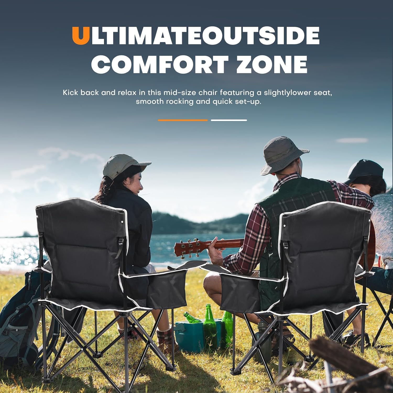 XMT Premium Padded Folding Chair, Extra Wide & Heavy Duty 450lbs Capacity, Portable Camping Chair with Insulated Cooler, Cup Holder & Storage, Compact Foldable for Outdoor, Beach, Picnics
