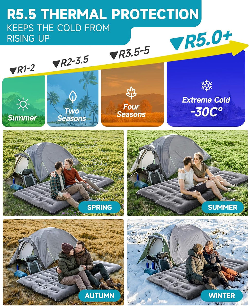 Camping Sleeping Pad 5.5 R Crystal Velvet 6" Thick Camping Mat