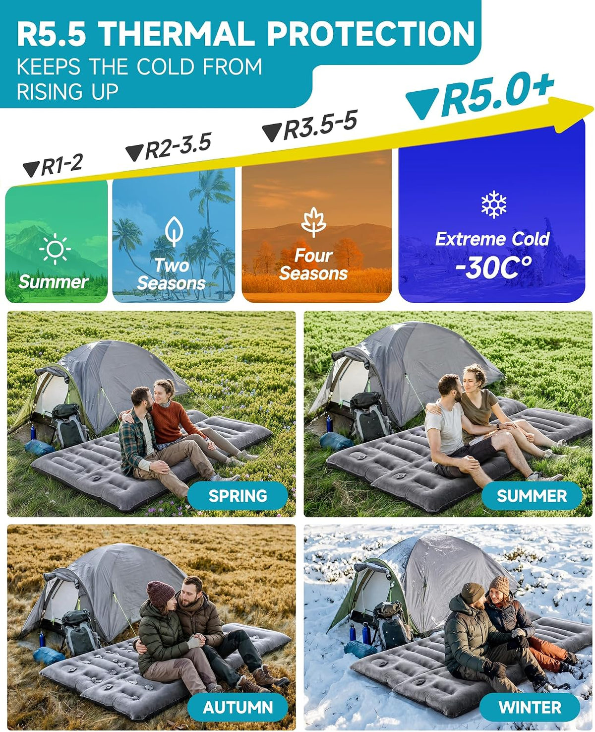 Camping Sleeping Pad 5.5 R Crystal Velvet 6" Thick Camping Mat
