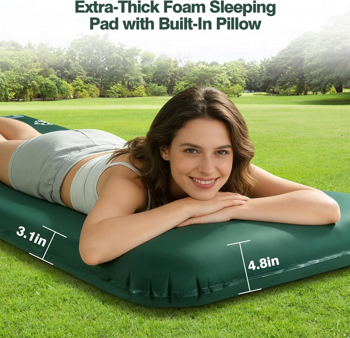 Memory Sleeping Pad with Electric Pump, 3.15" Ultra-Thick Foam Sleeping Mats for Camping, 9.5 R-Value Insulated Self Inflating Sleeping Pad with Pillow for Car Travel Tent