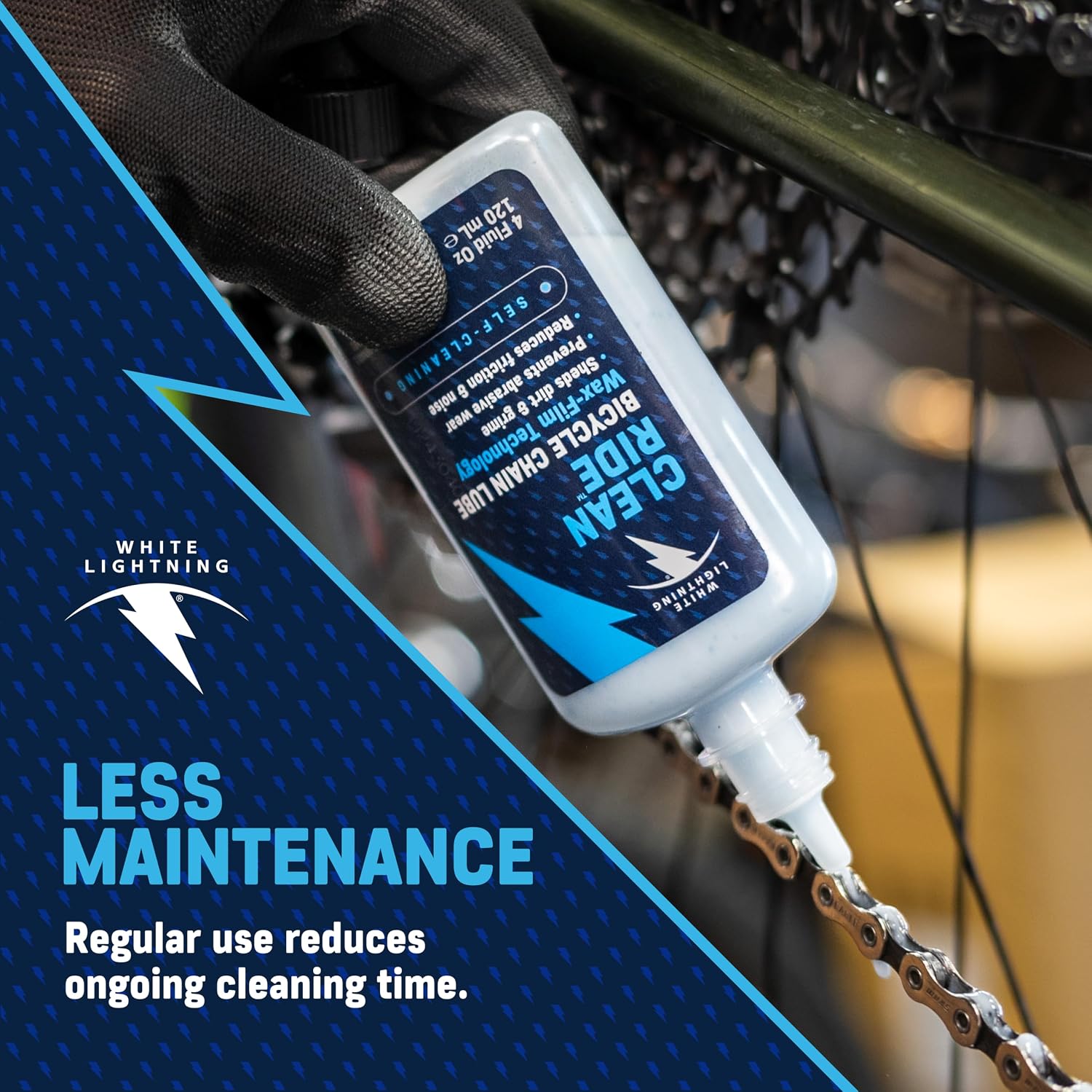 White Lightning Clean Ride Self-Cleaning Wax Chain Lubricant 32 fl oz