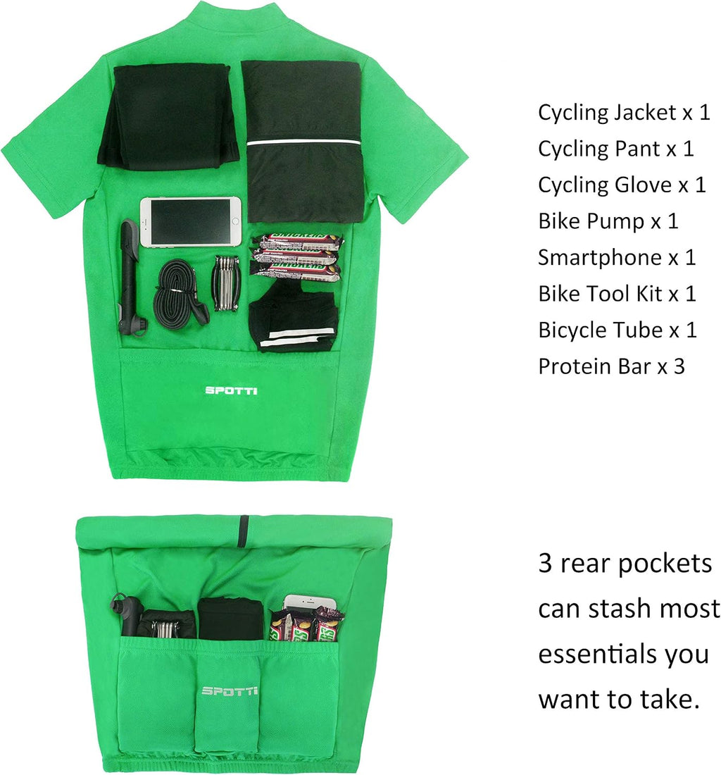 Spotti Men's Cycling Jersey Short Sleeve Half-Zip Bike Shirt, 4 Pockets