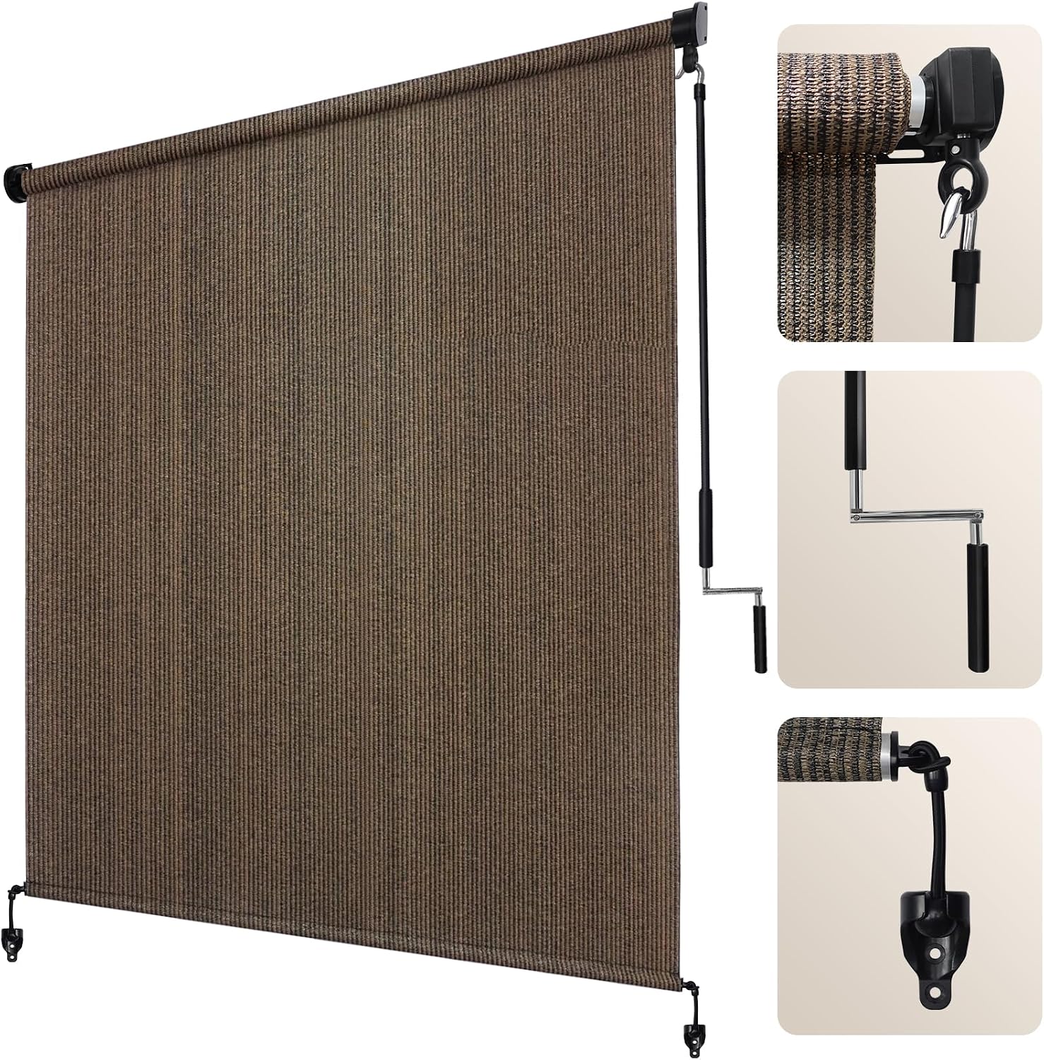 Artpuch Outdoor Roller Shade 4' W x 8' H, Black Exterior Cordless Patio Shades Roll Up Blinds for Porch Pergola Gazebo