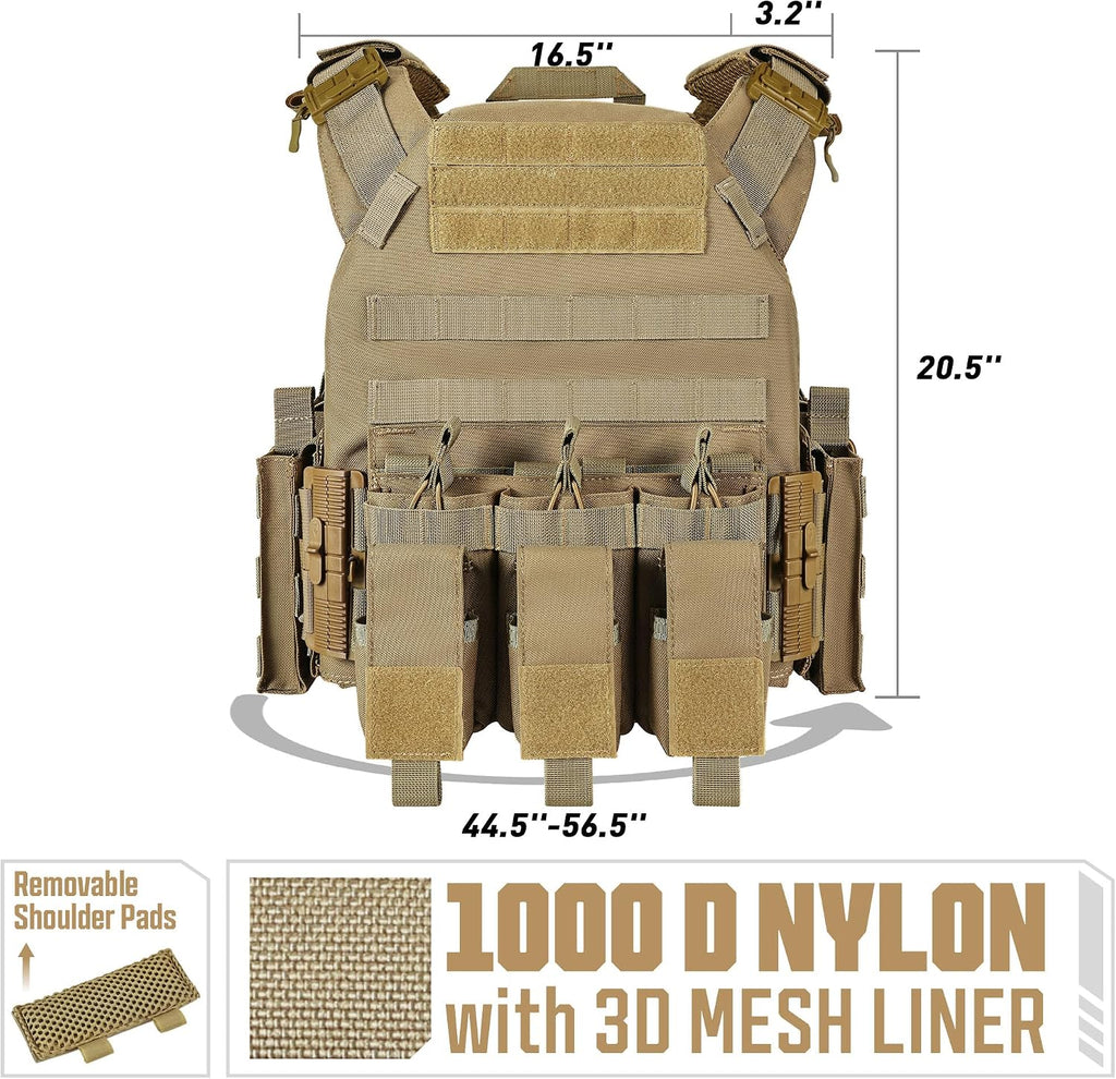 GFIRE Tactical Vest, Quick Release Lightweight Breathable Vest for Training