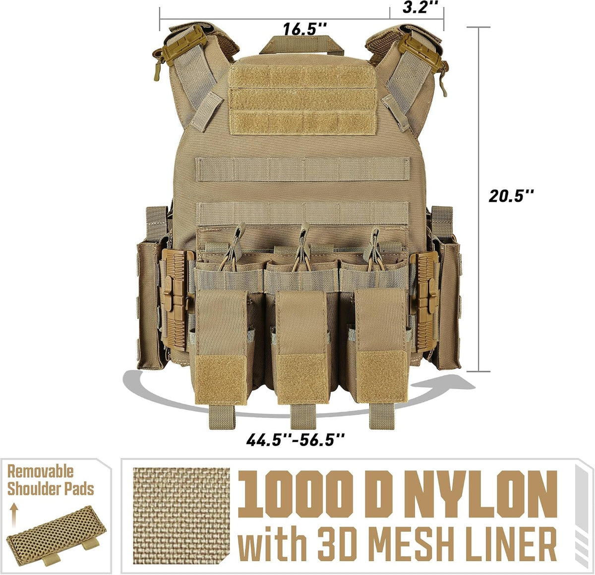 GFIRE Tactical Vest, Quick Release Lightweight Breathable Vest for Training