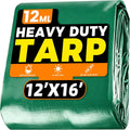 Heavy Duty Waterproof Tarp 12x16 ft, 12 Mil Thick Polyethylene