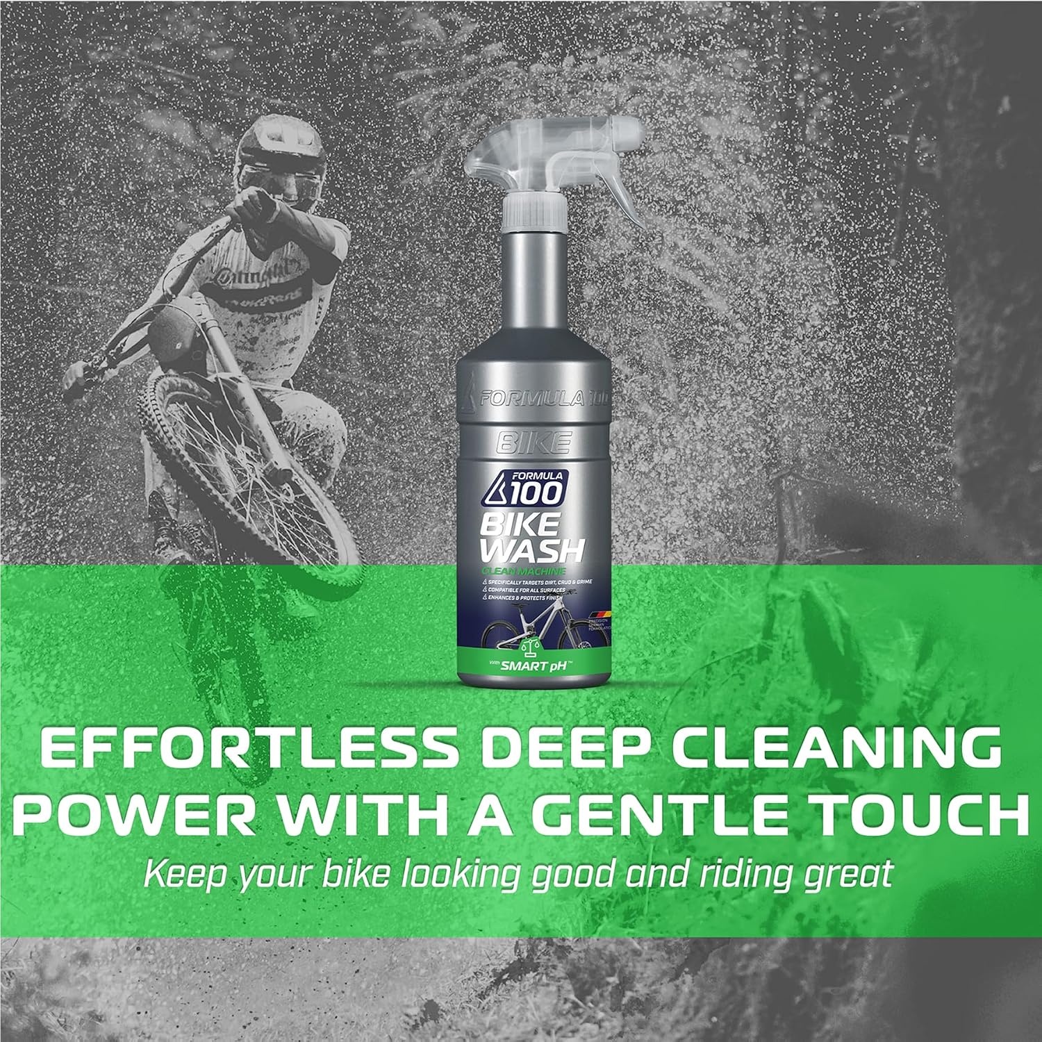 Clean Machine Bike Wash for Cleaning Bicycles & Electric Bikes No-Run Gel Formula Works on All Surfaces, Lifts Away Dirt & Grime