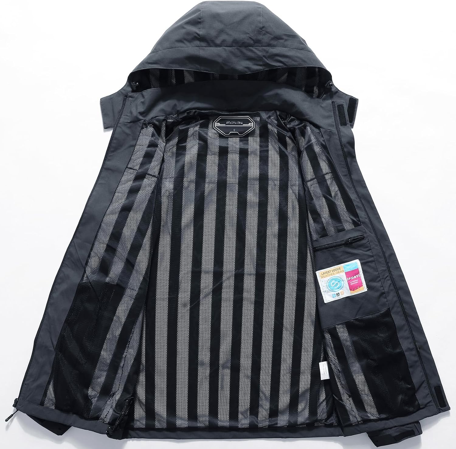 Outdoor Men's Waterproof Raincoat Windbreaker Lightweight Rain Jacket with Detachable Hood