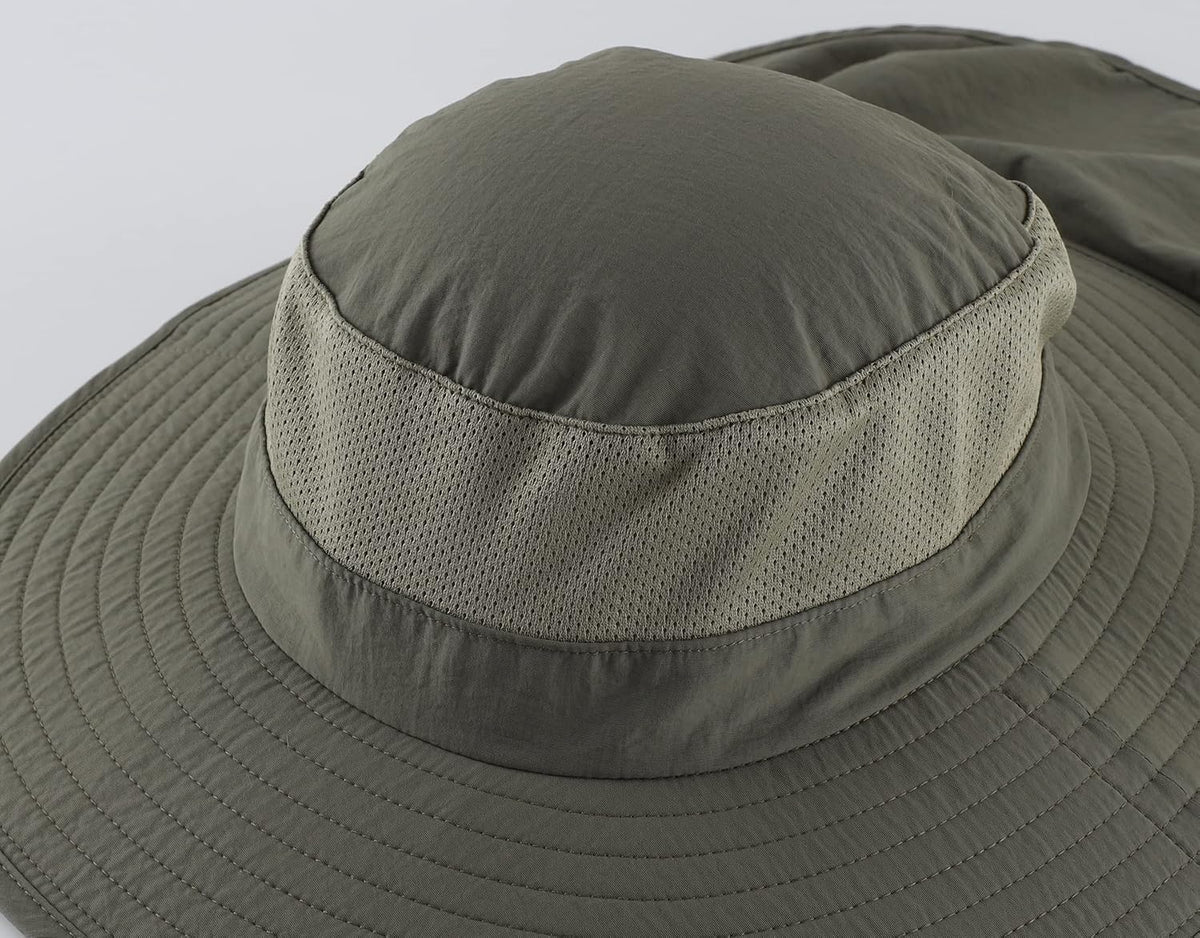 Home Prefer Outdoor UPF50+ Mesh Sun Hat Wide Brim Fishing Hat with Neck Flap Sun Hat for Men Women