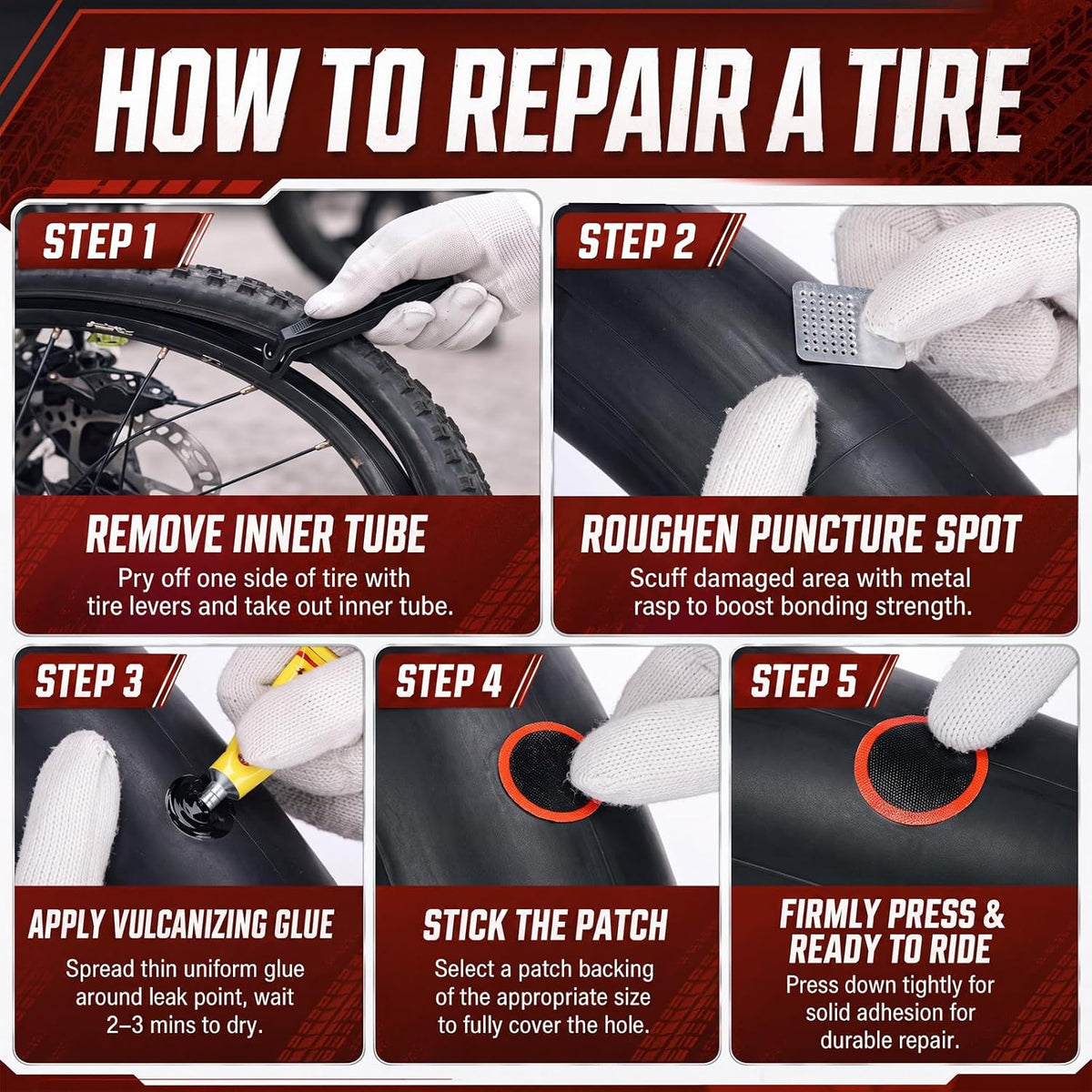 BBTO 57 Pcs Bike Tire Repair Kit Includes 20 x 4.0 Inches Heavy Duty Fat E-Bike Tubes Inner Tube with Valve Fat Tires Tubes, Patches, Tire Levers and Repair Glue, Valve Cores, Valves Stems and Rasp