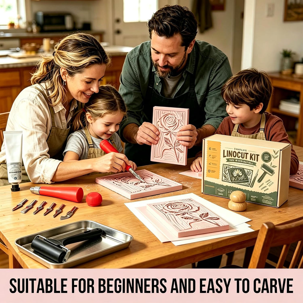 Linocut Kit for Printmaking,DIY Arts Crafts Stamp Carving Kit for Beginners