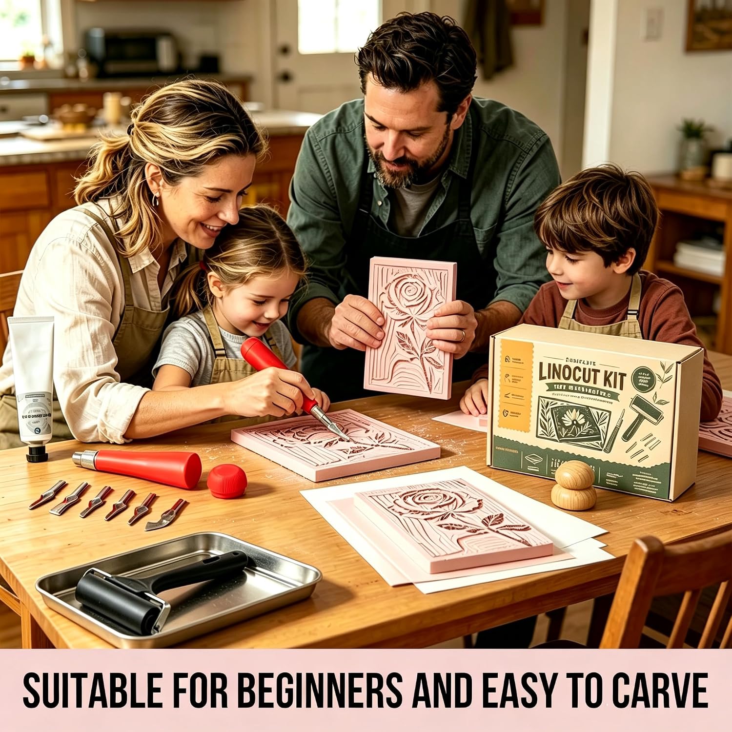 Linocut Kit for Printmaking,DIY Arts Crafts Stamp Carving Kit for Beginners