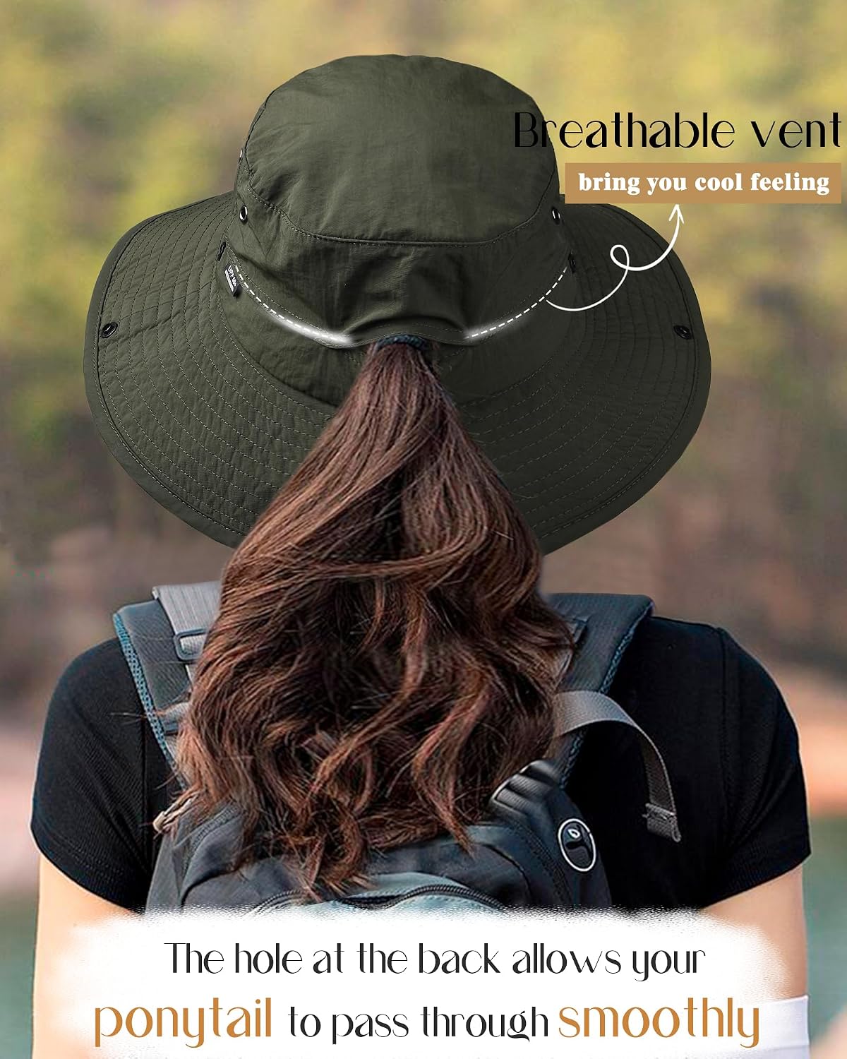 FURTALK Sun Hats for Women Ponytail Wide Brim Summer Packable Cowboy Hat