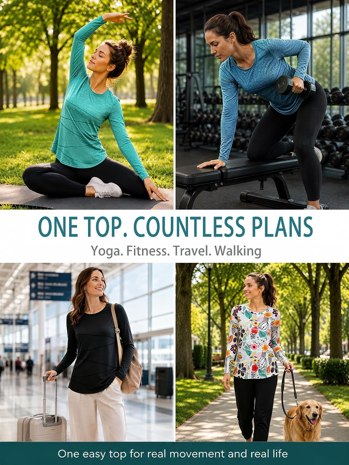 Kimmery Workout Tops for Women Long Sleeve Shirts for Women Quick Dry Line Decor Yoga Tops Sizes S-3XL