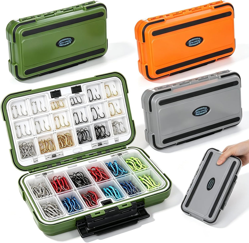 3Pcs Large Tackle Box Organizer, 30 Compartment Portable Waterproof Fishing Lure Box with Removable Dividers Double-Sided Plastic Storage Containers Terminal Fishing Tackle Boxes Organizer