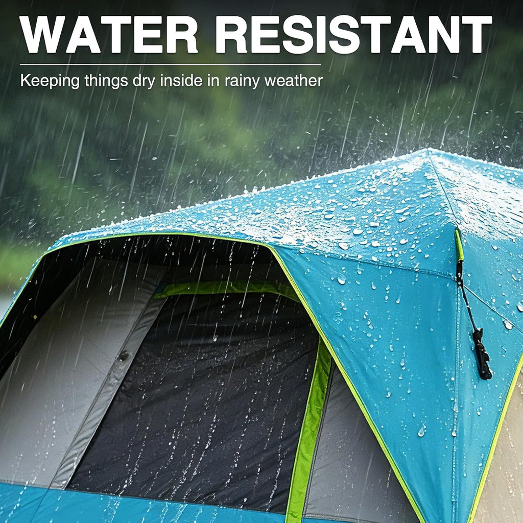 EVER ADVANCED 6 Person Camping Tent, Blackout Design Tent for Camping Instant Cabin Tents for Family with Rainfly, 60s Easy Setup, Water-Resistant
