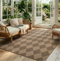 Lahome Checkered Easy Jute 5x7 Outdoor Patio Rug, Living Room Rugs Washable