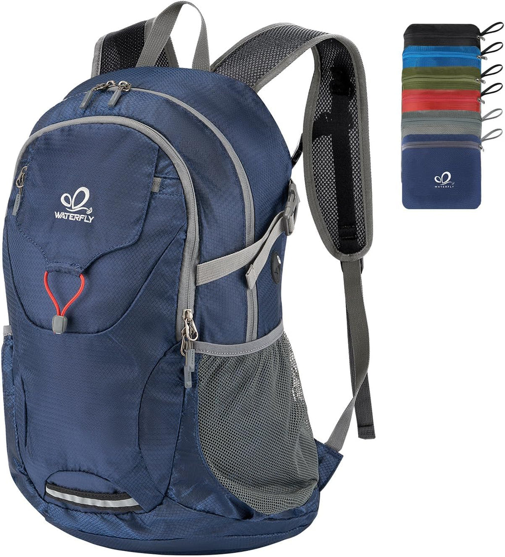 WATERFLY Lightweight Packable Hiking Backpack, 30L Day Pack Dark Blue