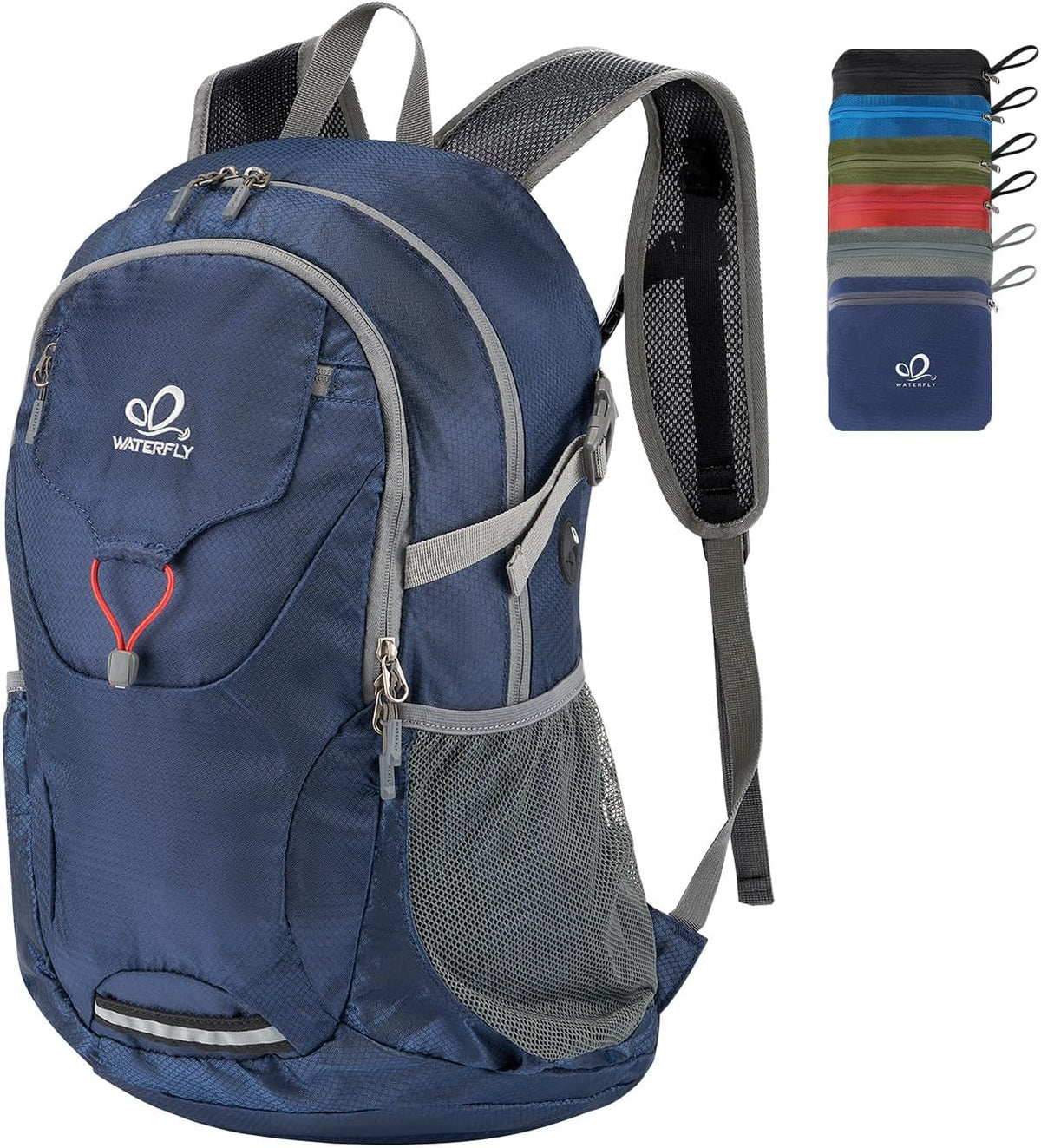 WATERFLY Lightweight Packable Hiking Backpack, 30L Day Pack Dark Blue