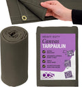 CCS Waterproof Canvas Tarp Cover (21oz) – Heavy Duty Duck Cloth, Waxed Canvas Tarpaulin with Rustproof Brass Grommets for Camping, Construction, Equipment & Outdoor Use (Olive Drab, 10x12 Ft)