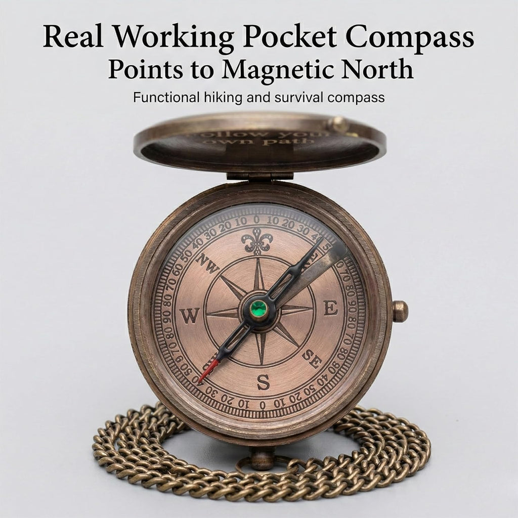Engraved Brass Pocket Compass Gifts for Men – Vintage Antique Compass