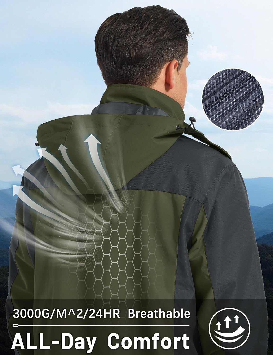 MAGCOMSEN Men's Rain Jacket Lightweight Windbreaker Fishing Raincoat