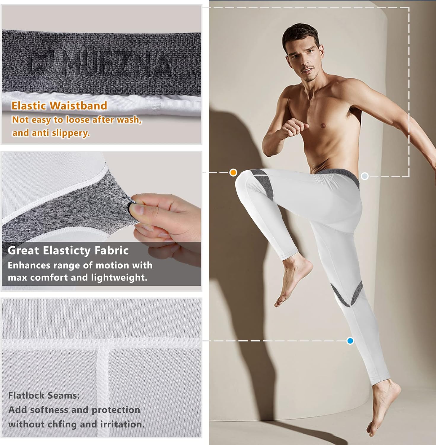 Muezna Men's Thermal Top and Bottom Set Underwear Long Johns Base Layer