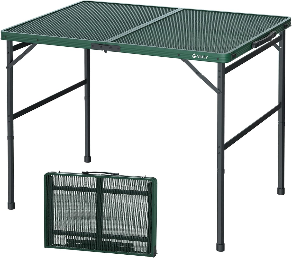 VILLEY 3ft Folding Camping Table, Aluminum Grill Table with Adjustable Legs