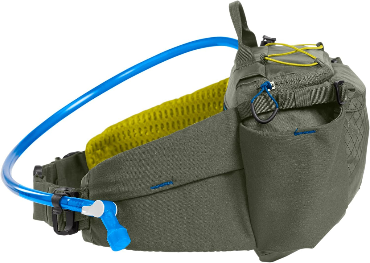 CamelBak M.U.L.E. 5 Hydration Waist Pack with 50oz Lumbar Reservoir, Stable Carry and Smart Storage for Mountain Bike and Gravel Riding, Dusty Olive 2.0
