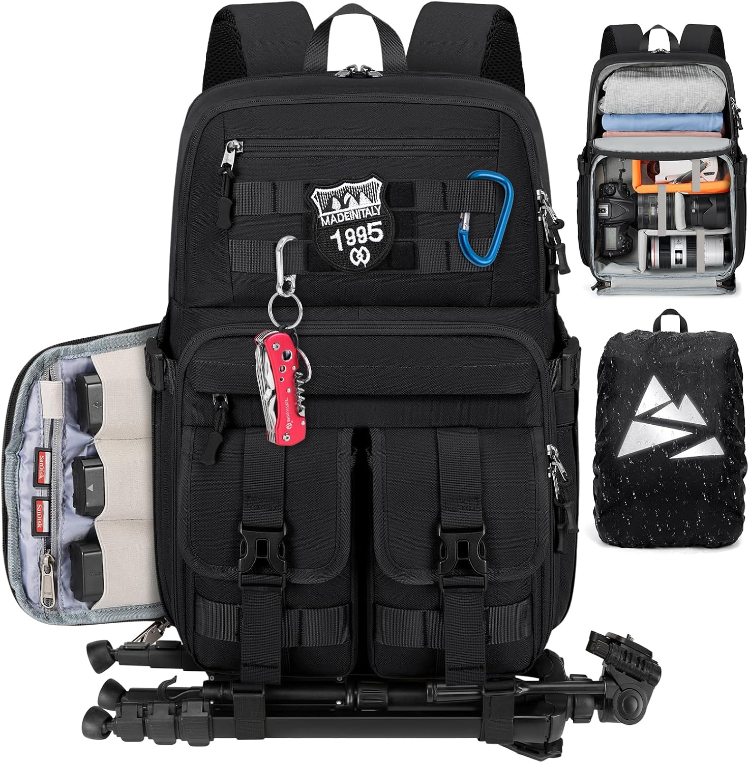RAINSMORE Camera Backpack, DSLR/SLR/Mirrorless Camera Bag for Photographers