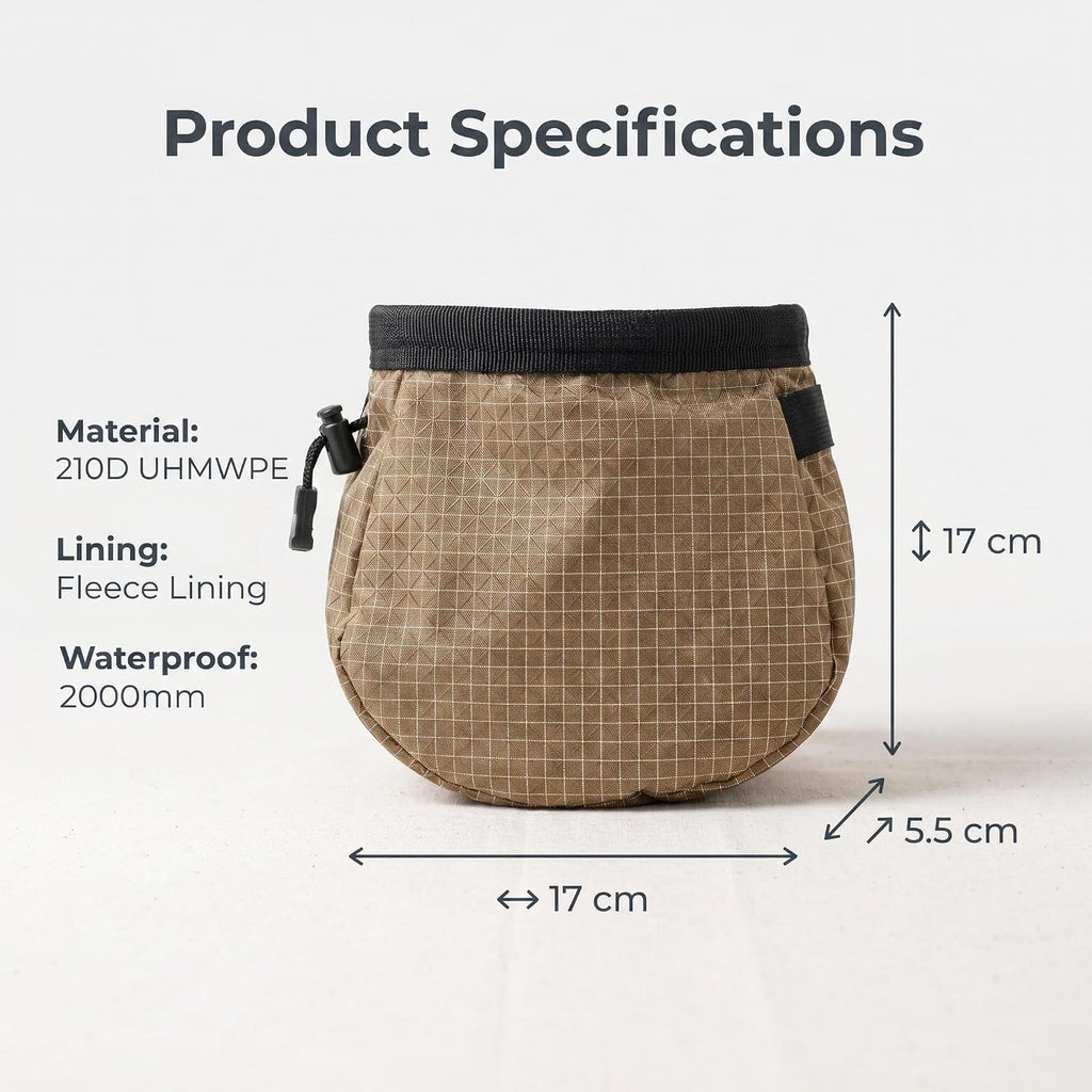 Rock Climbing Chalk Bag, 210D High-Tensile Polyethylene Durable Chalk Bag with Fleece Lining & Adjustable Belt, for Bouldering, Gym, Weightlifting