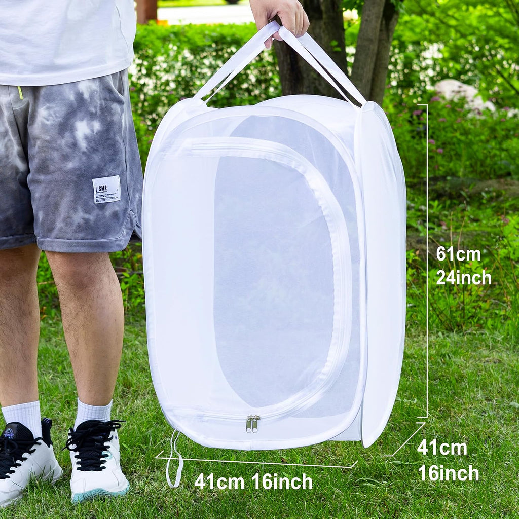 Pop-up Butterfly Habitat Cage Terrarium Clear Mesh Enclosure 2‑Pack