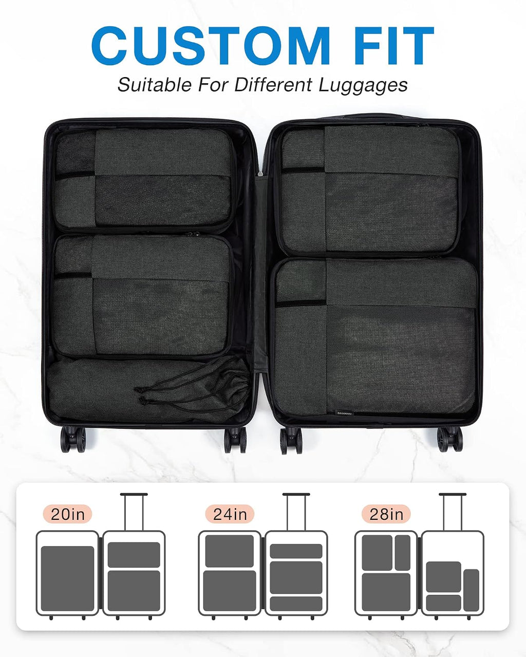 BAGSMART Compression Packing Cubes for Travel, 6 Set