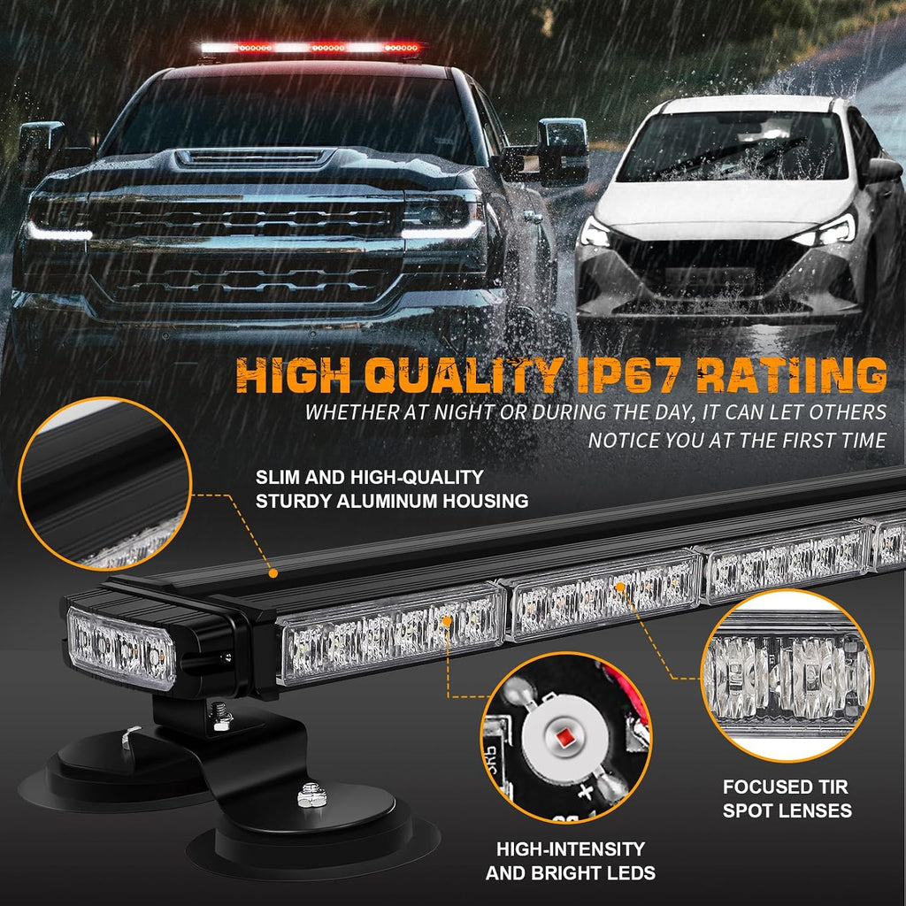 XRIDONSEN 28.4" 80 LED Roof strobe Lights Rooftop Magnetic Light Bar