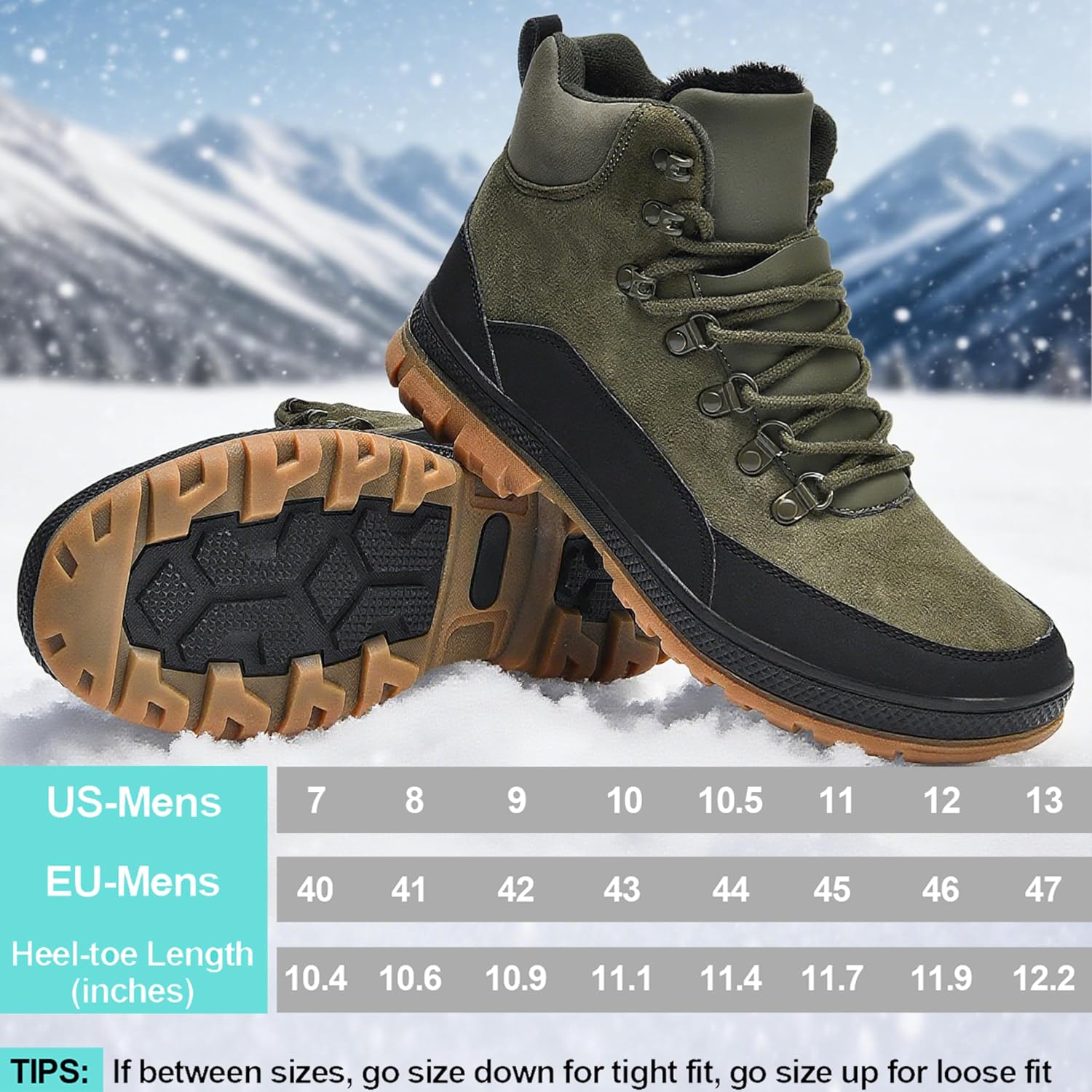 Wondamo Men's Winter Hiking Snow Boots