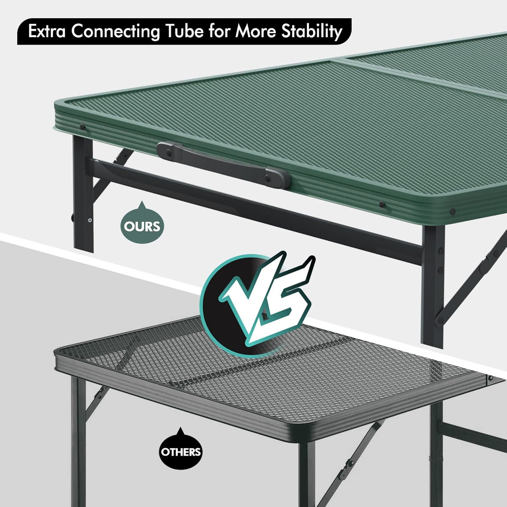 VILLEY 3ft Folding Camping Table, Aluminum Grill Table with Adjustable Legs